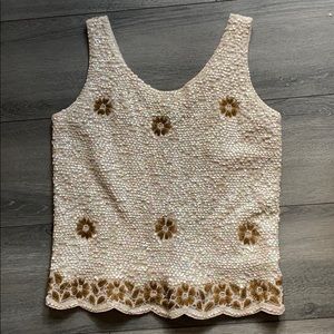 Vintage beaded, sequined sleeveless top